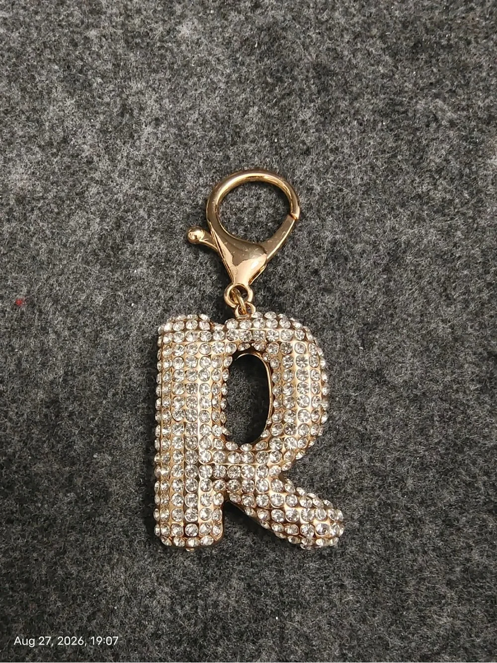 NWOT Leith Pavé Initial Bag Charm Gold Crystal 'R' Initial Keychain Charm
